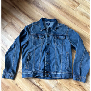 George Men’s Denim Jacket Size Large Medium Wash Soft Feel Trucker Button Up